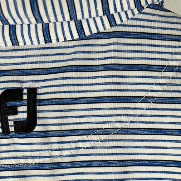 FootJoy Men’s Short Sleeve Golf Polo Shirt White Blue Black Stripes Size XL - Picture 5 of 11